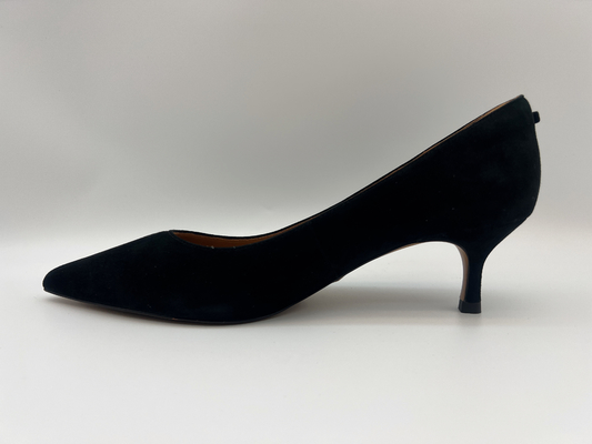 Ante suave del negro cerrado de Toe Low Heel Dress Shoes de las mujeres cómodas negras