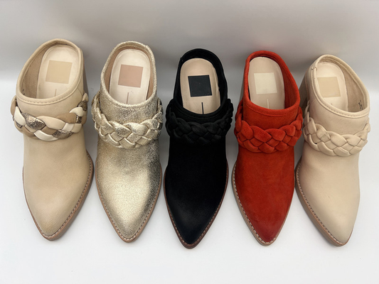 Toe Dress Shoes cerrado de las mujeres de ROSH talón de 2 pulgadas con la correa tejida