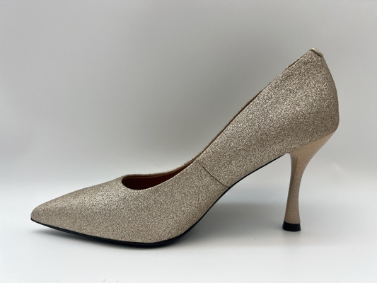 los zapatos para mujer del brillo del lt oro estilete de 3 pulgadas cerraron a Toe High Heel