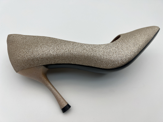 los zapatos para mujer del brillo del lt oro estilete de 3 pulgadas cerraron a Toe High Heel