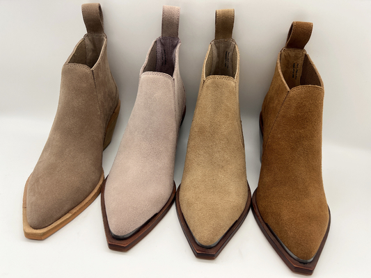 botas para mujer del tobillo del vestido del ante suave marrón de la vaca, talón del ABS con el outsole antideslizante de TPR