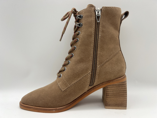Del cordón las botas para mujer del tobillo del tacón alto para arriba, ante suave de la vaca con la guarnición termal de la felpa, mujeres impermeabilizan botas del invierno