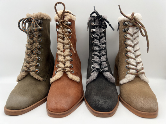 Botas antideslizantes impermeables del vestido del invierno del zapato con cordones de las mujeres, ante suave de la vaca con la guarnición de alta calidad de la felpa