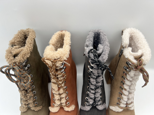 Botas antideslizantes impermeables del vestido del invierno del zapato con cordones de las mujeres, ante suave de la vaca con la guarnición de alta calidad de la felpa