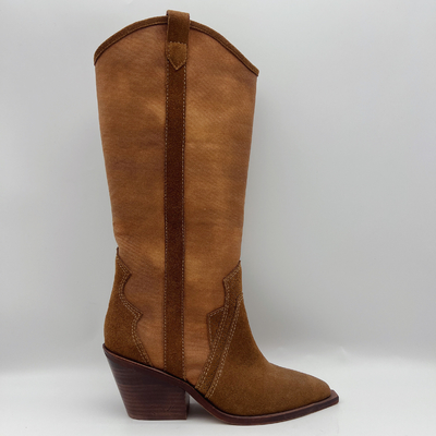 ante suave de la vaca con la lona superior, botas de cuero auténticas para mujer del vestido del invierno de la punta puntiaguda