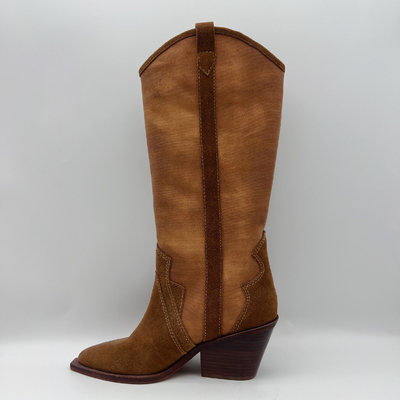ante suave de la vaca con la lona superior, botas de cuero auténticas para mujer del vestido del invierno de la punta puntiaguda