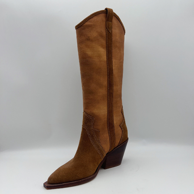 ante suave de la vaca con la lona superior, botas de cuero auténticas para mujer del vestido del invierno de la punta puntiaguda
