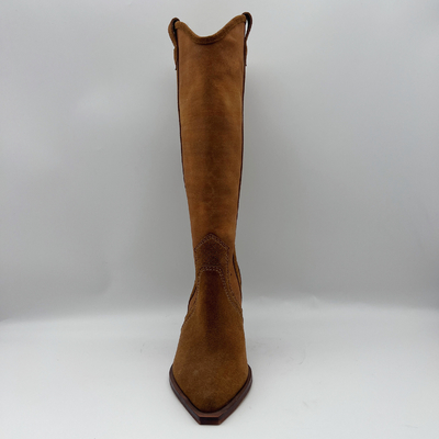 ante suave de la vaca con la lona superior, botas de cuero auténticas para mujer del vestido del invierno de la punta puntiaguda