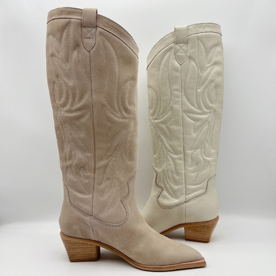 Las botas de cuero para mujer cómodas del vestido impermeabilizan apagado blanco