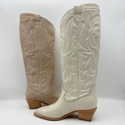 Las botas de cuero para mujer cómodas del vestido impermeabilizan apagado blanco