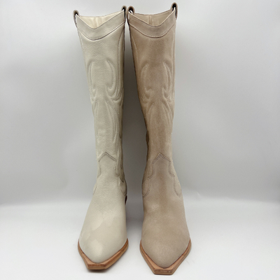 Las botas de cuero para mujer cómodas del vestido impermeabilizan apagado blanco