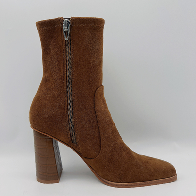 Las botas de cuero para mujer del vestido del ante de la vaca ajustan a Toe Lt Brown TPR Outsole con el látex de Pusable