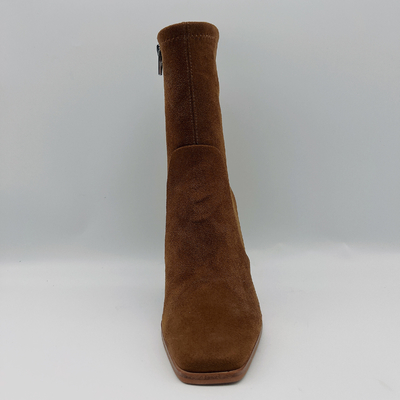 Las botas de cuero para mujer del vestido del ante de la vaca ajustan a Toe Lt Brown TPR Outsole con el látex de Pusable