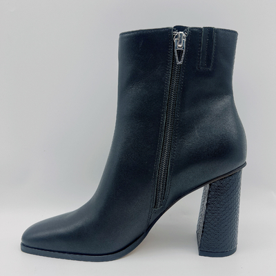 El vestido de cuero para mujer de la prenda impermeable patea la casilla negra casual Toe Ankle Boots