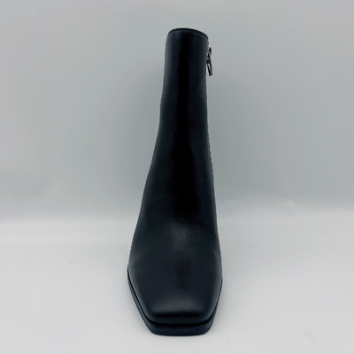 El vestido de cuero para mujer de la prenda impermeable patea la casilla negra casual Toe Ankle Boots