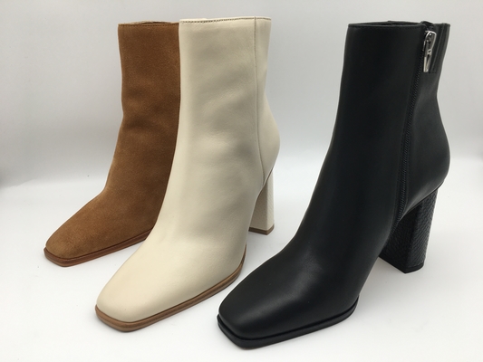 Botas elegantes del tobillo del ante de las señoras del OEM del ODM de Toe Leather Ankle Boots del cuadrado