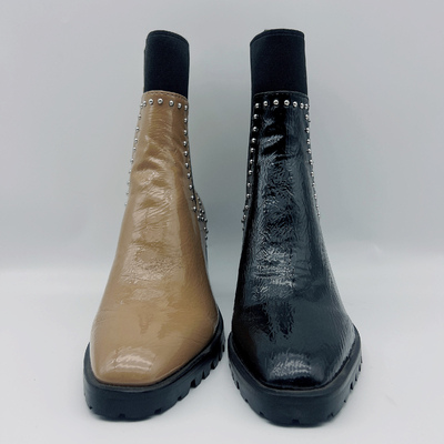 El vestido de cuero para mujer durable patea el vestido negro de encargo Tan Ankle Boots