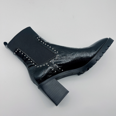El vestido de cuero para mujer durable patea el vestido negro de encargo Tan Ankle Boots