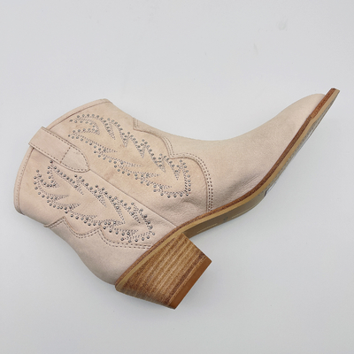 El vestido de cuero para mujer del hueso patea botas casuales del tobillo de las señoras cómodas con bordado de los pernos prisioneros
