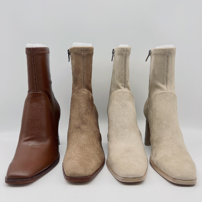 De las botas de cuero para mujer blancas Tan Waterproof Leather Ankle Boots suave del vestido