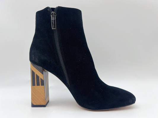 Botas negras para mujer de cuero del tobillo del tacón alto con la cremallera de nylon
