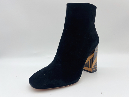 Botas negras para mujer de cuero del tobillo del tacón alto con la cremallera de nylon