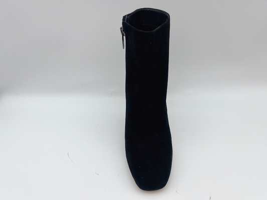 Botas negras para mujer de cuero del tobillo del tacón alto con la cremallera de nylon