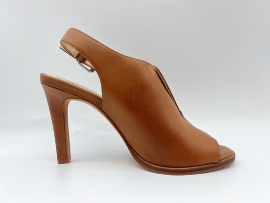 Sandalias #6 - SGS para mujer de cuero auténtico de Tan High Heel Open Toe de las sandalias #11