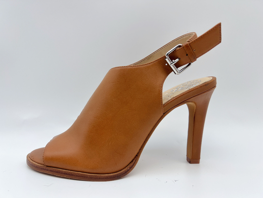 Sandalias #6 - SGS para mujer de cuero auténtico de Tan High Heel Open Toe de las sandalias #11
