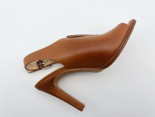Sandalias #6 - SGS para mujer de cuero auténtico de Tan High Heel Open Toe de las sandalias #11