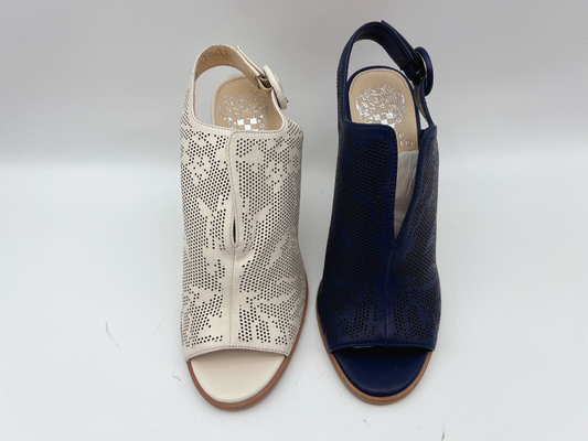 Marina de guerra de cuero auténtica de las sandalias de las señoras/hueso Toe High Heel Sandals abierto