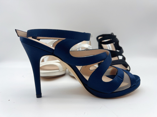 Las sandalias abiertas Nappa suave del talón de Toe Stiletto Elastic Strap High cubren con cuero/malla suave a juego