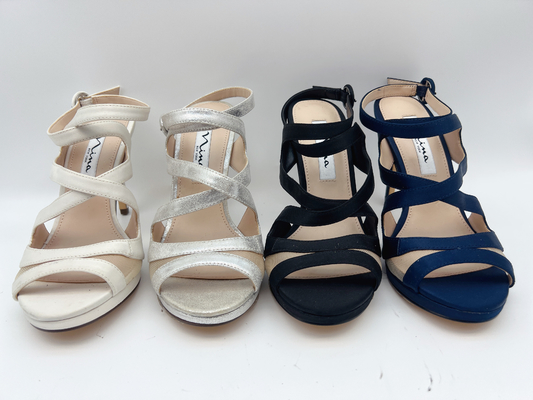 Las sandalias abiertas Nappa suave del talón de Toe Stiletto Elastic Strap High cubren con cuero/malla suave a juego