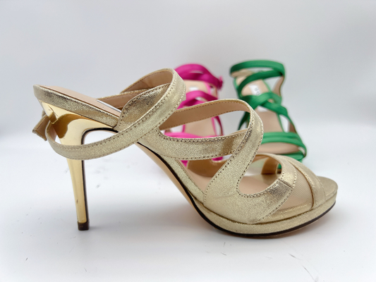 Sandalias abiertas de Toe Elastic Stiletto High Heel de las sandalias de cuero suaves de las señoras de 3 pulgadas