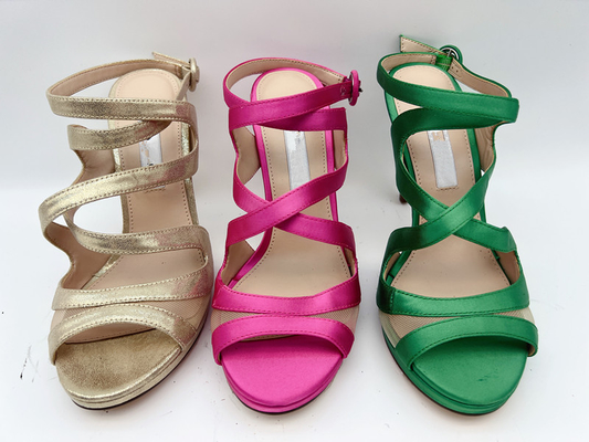 Sandalias abiertas de Toe Elastic Stiletto High Heel de las sandalias de cuero suaves de las señoras de 3 pulgadas