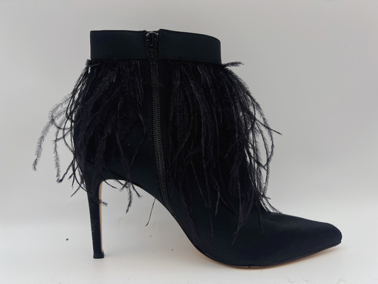 Las botas de cuero auténticas de las mujeres negras, Toe Ankle Boots señalado tacón de aguja