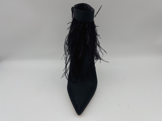 Las botas de cuero auténticas de las mujeres negras, Toe Ankle Boots señalado tacón de aguja