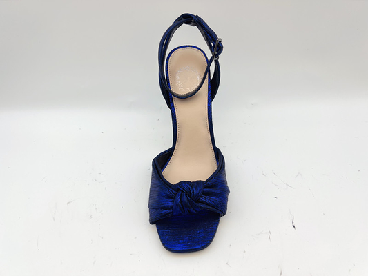 Las señoras superiores tejidas suavemente cubren el estilete púrpura elegante Toe Heel Sandals abierto de las sandalias con cuero