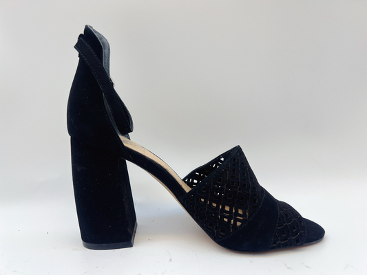 Las señoras suaves de Nubuck suavemente cubren las sandalias con cuero #6-#11 negro con la parte superior de la red de pesca