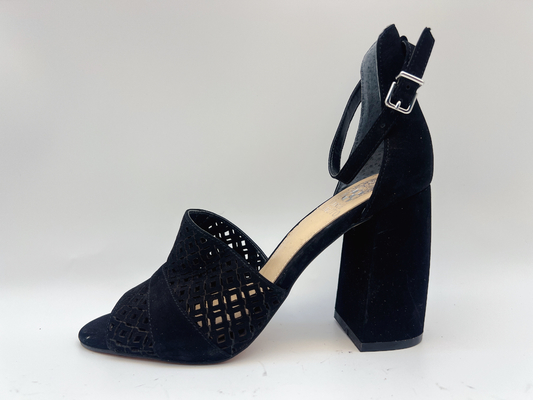 Las señoras suaves de Nubuck suavemente cubren las sandalias con cuero #6-#11 negro con la parte superior de la red de pesca