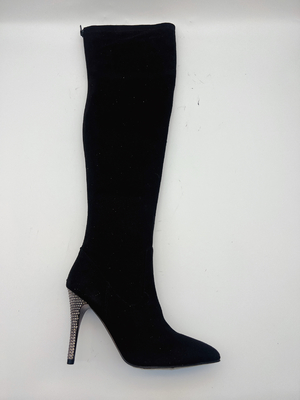 Parte superior acentuada negra de la tela elástica de Toe Ankle Boots With Soft de las mujeres del SGS