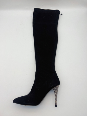 Parte superior acentuada negra de la tela elástica de Toe Ankle Boots With Soft de las mujeres del SGS