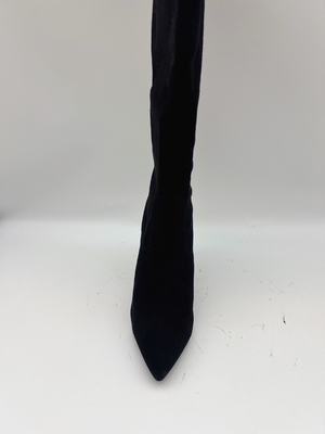 Parte superior acentuada negra de la tela elástica de Toe Ankle Boots With Soft de las mujeres del SGS