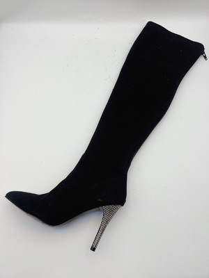Parte superior acentuada negra de la tela elástica de Toe Ankle Boots With Soft de las mujeres del SGS