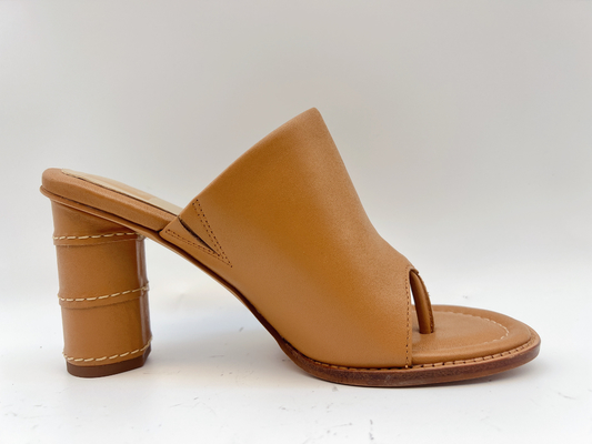 OEM para mujer de cuero Tan Open Toe Thong Sandals de los zapatos de vestir de la vaca suave
