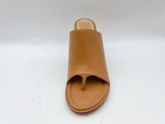 OEM para mujer de cuero Tan Open Toe Thong Sandals de los zapatos de vestir de la vaca suave