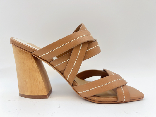Tan Ankle Strap Womens Dress calza 3 SGS de Chunky Heel Open Toe Sandals de la pulgada