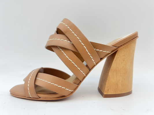 Tan Ankle Strap Womens Dress calza 3 SGS de Chunky Heel Open Toe Sandals de la pulgada