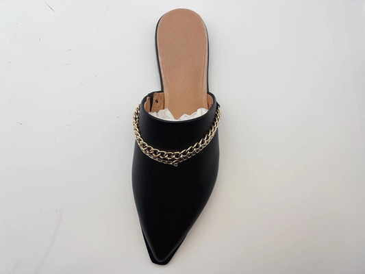 Calzados informales planos negros para mujer del SGS, Toe Slippers cerrado negro de una pieza