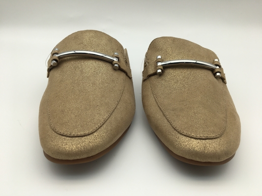 Cuero auténtico cerrado de Toe Soft Ladies Slippers Bronze con la hebilla cuadrada de la astilla